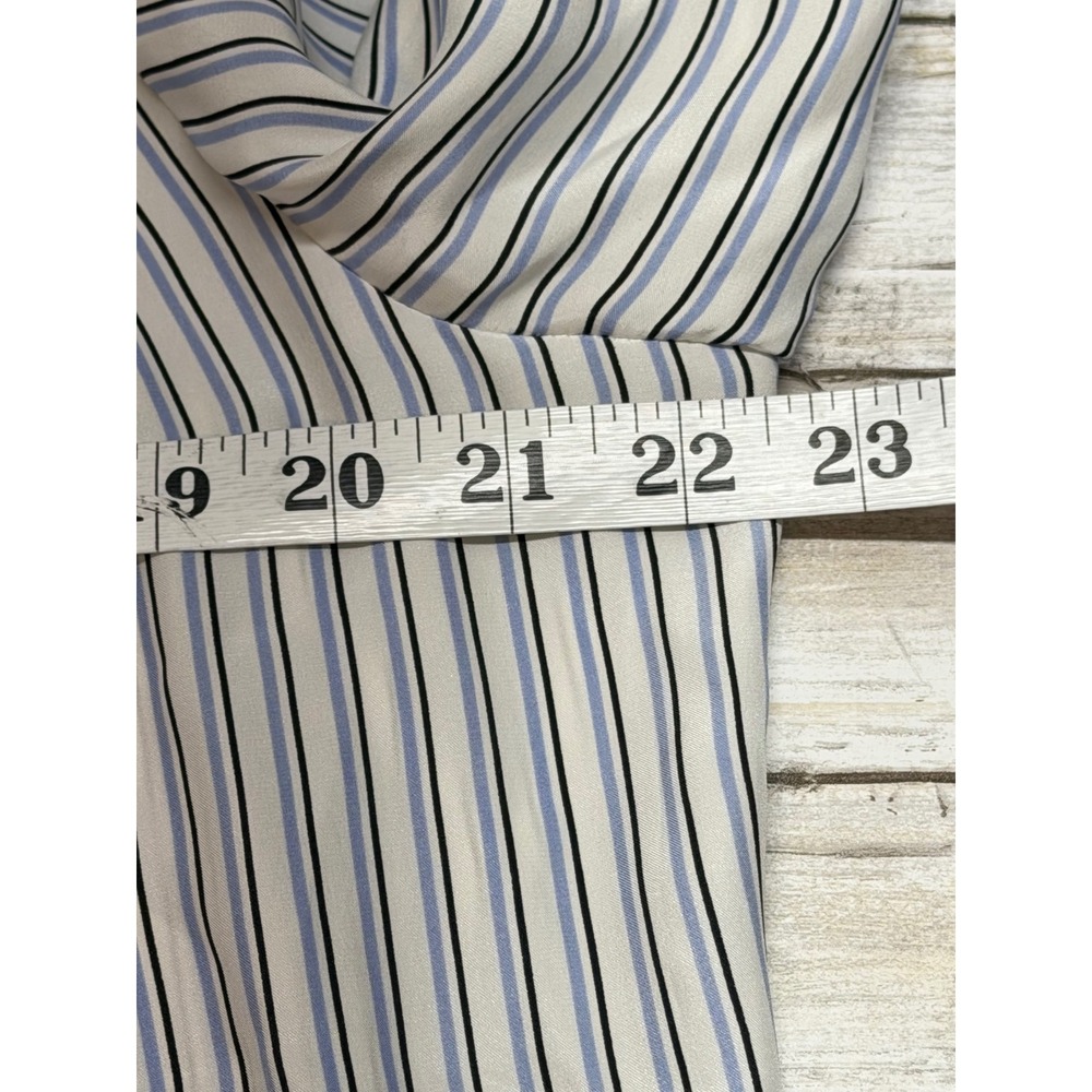 FRAME 100% Silk Women's Powder Multi Striped Popover Blouse Size large NWT - Picture 6 of 7